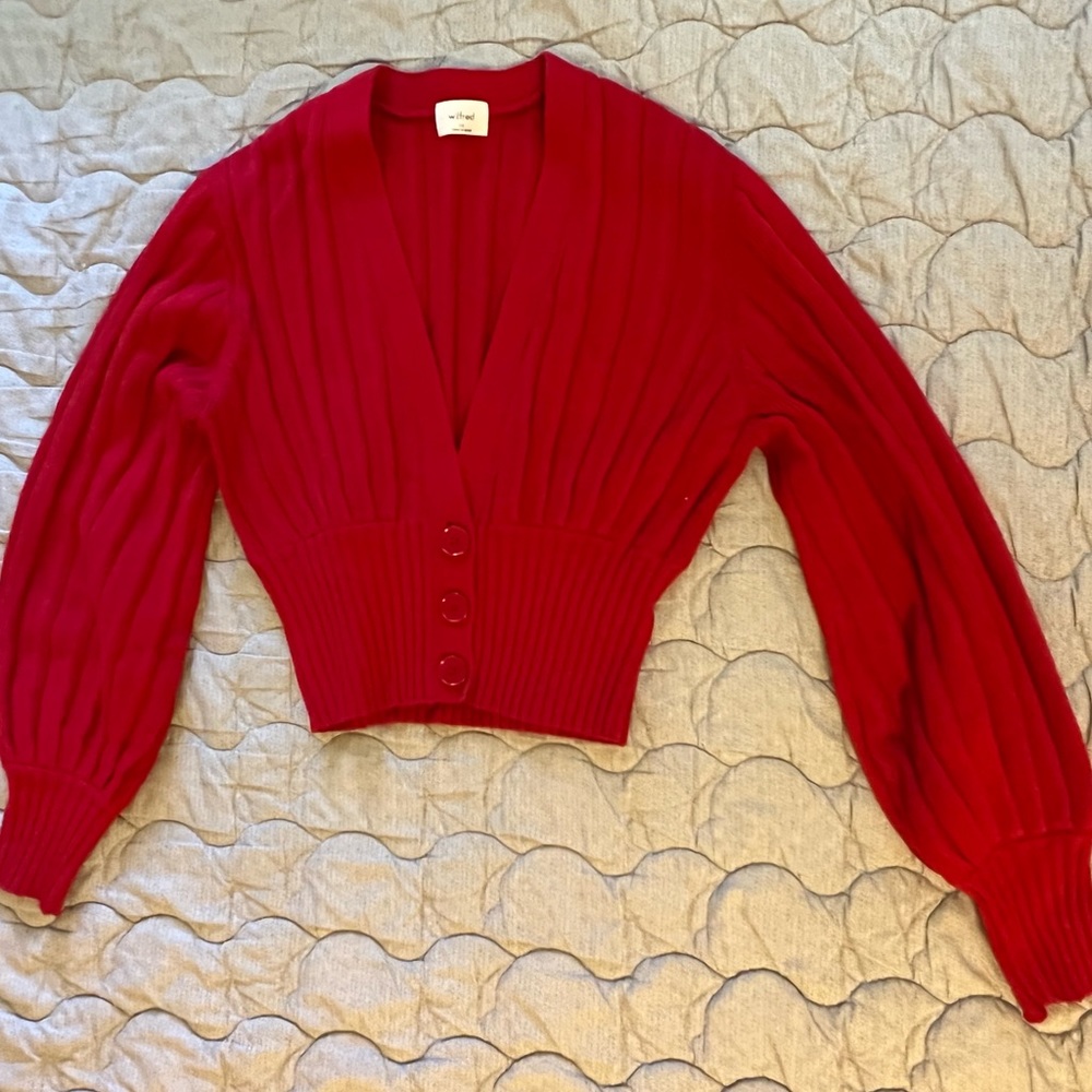 Aritzia plunge front red cardigan